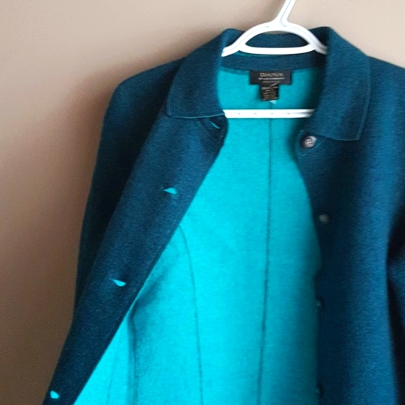 DANA BUCHMAN Petites Teal Wool Jacket Size XS/S - Picture 4 of 12